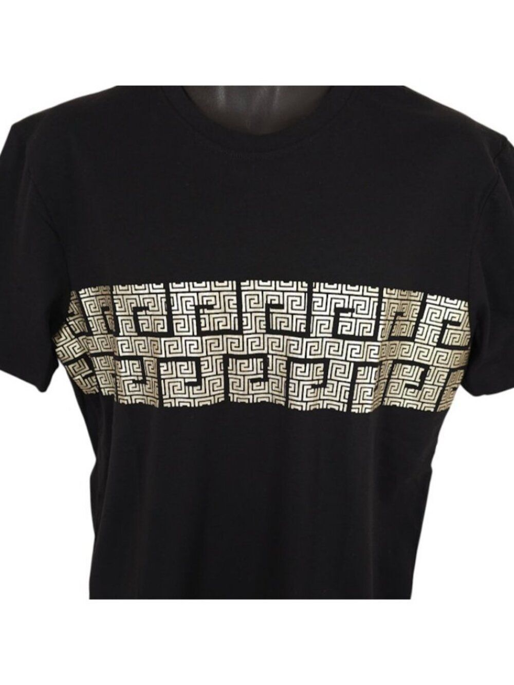 Casa Moda T Shirt Mens Size Medium Black Gold Greek Key Meander NEW
